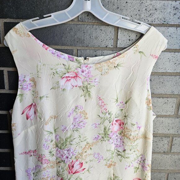 Vintage R&K Originals Light Cream Floral Cottage Style Maxi/Flare Dress Size M - Picture 5 of 16